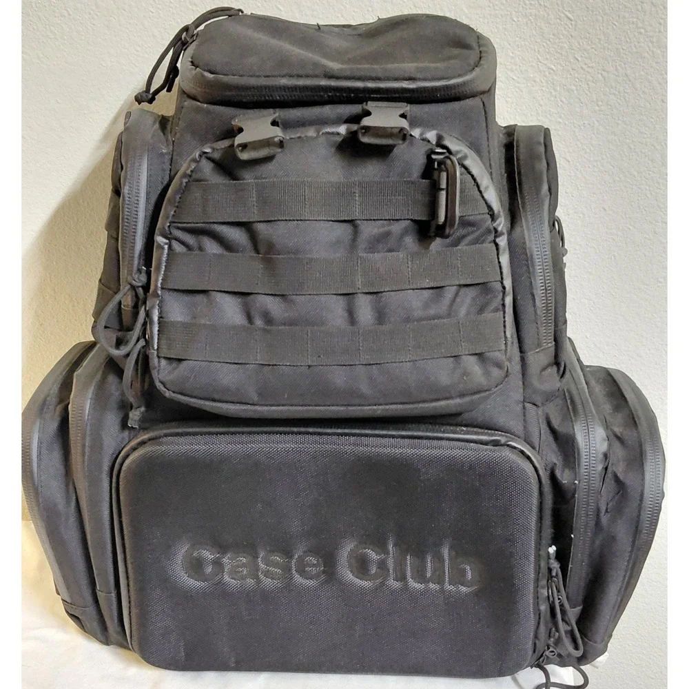 Case Club Tactical 4 Pistol Backpack Gen 2 Black Range Bag MOLLE Rain Cover